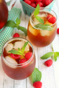 Iced Rooibos Tea with Raspberries & Mint